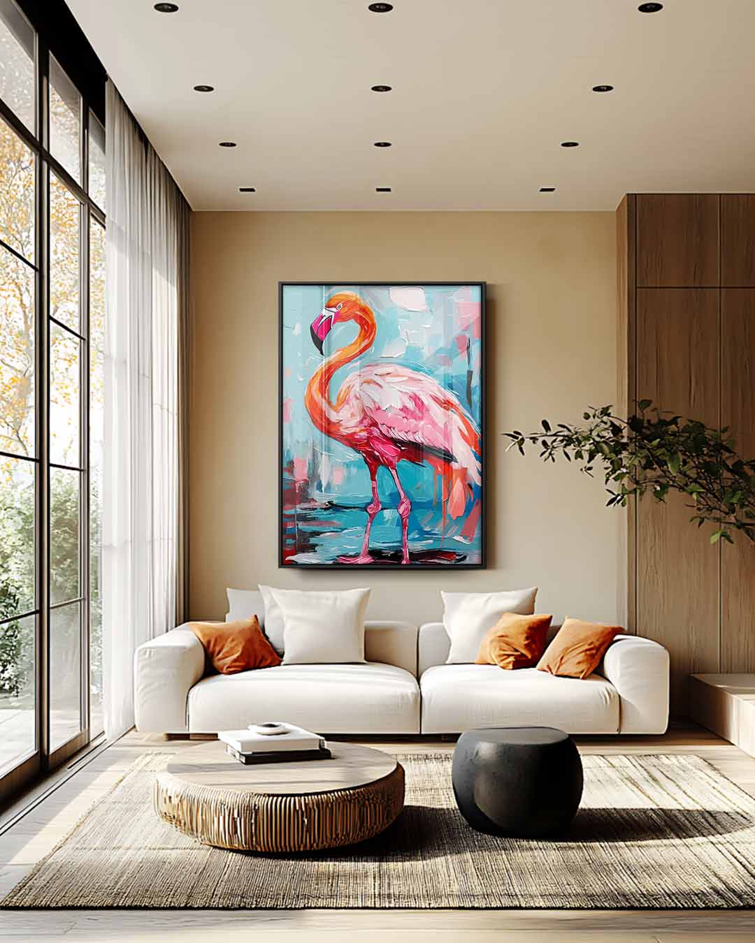 Farbenfrohes Flamingo-Kunstwerk