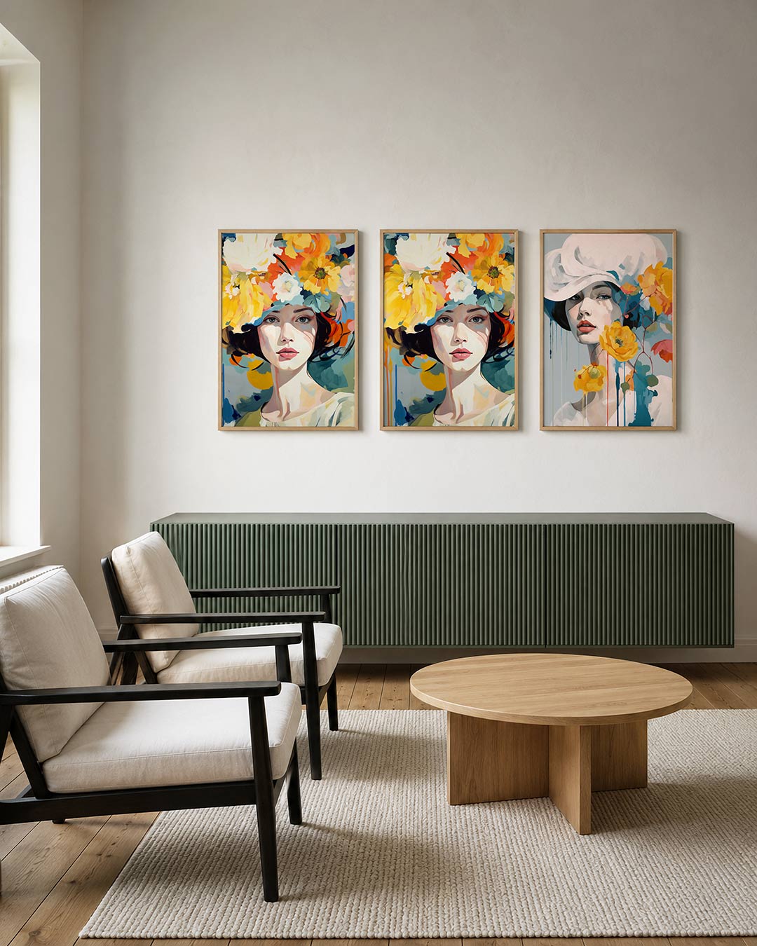 Bloemrijke portretcompositie Posterset