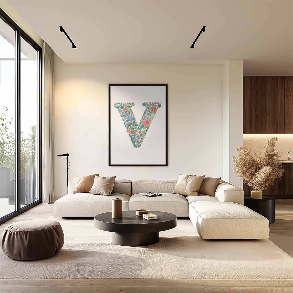 Bloemenletter V Kunstwerk-canvas-dibond-plexiglas-wanddecoratie-WallArtistic
