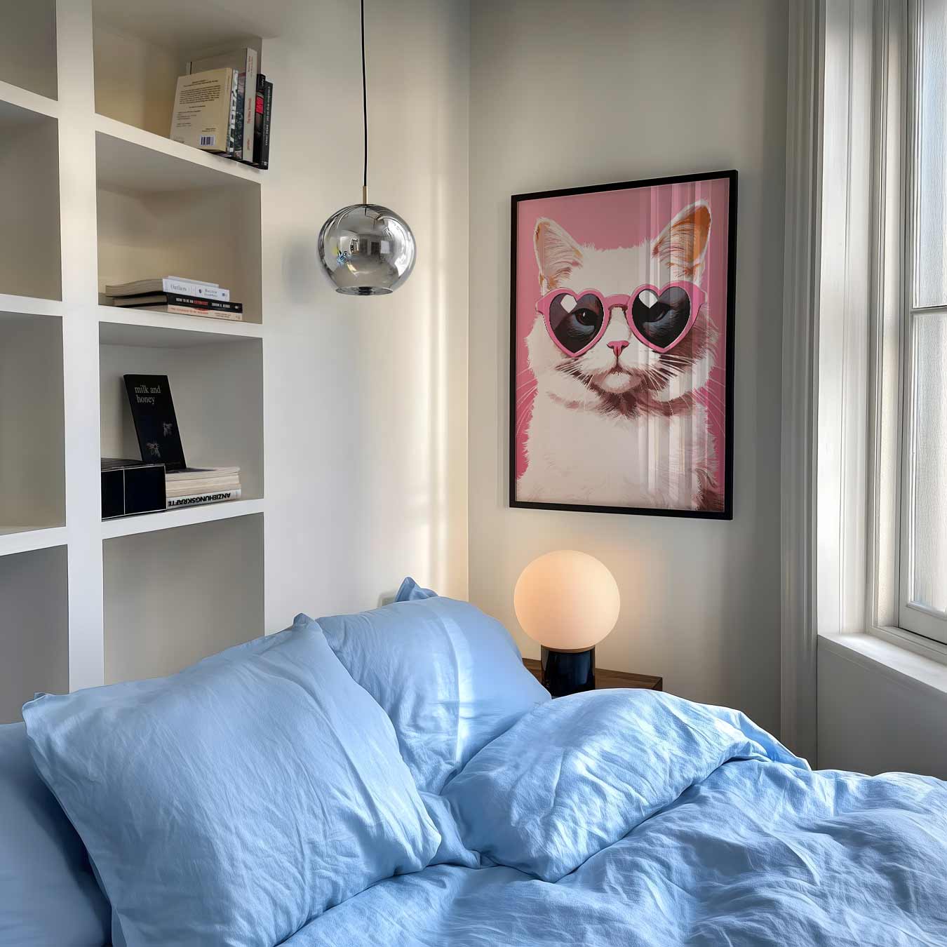 Kat met Hartjesbril Poster-WallArtistic