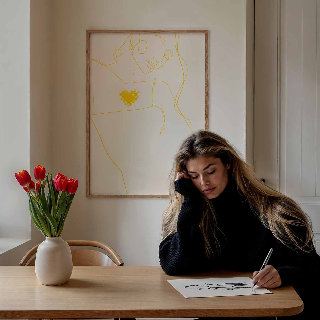 Romantische Lijnkunst Poster-WallArtistic