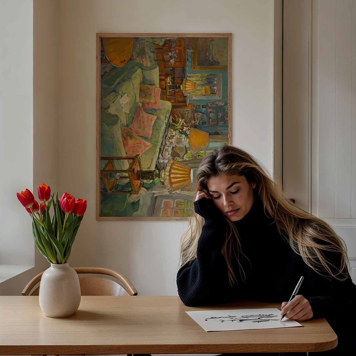 Gezellige Woonkamer Sfeerposter-WallArtistic