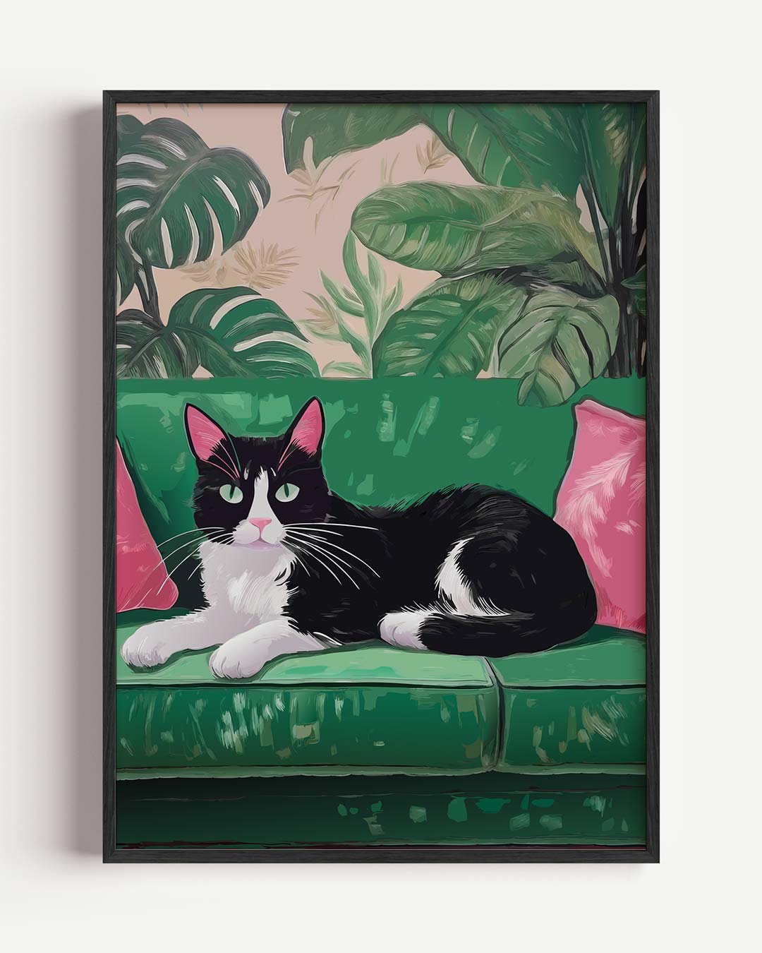 Cozy Cat in Jungle Chill Poster-WallArtistic