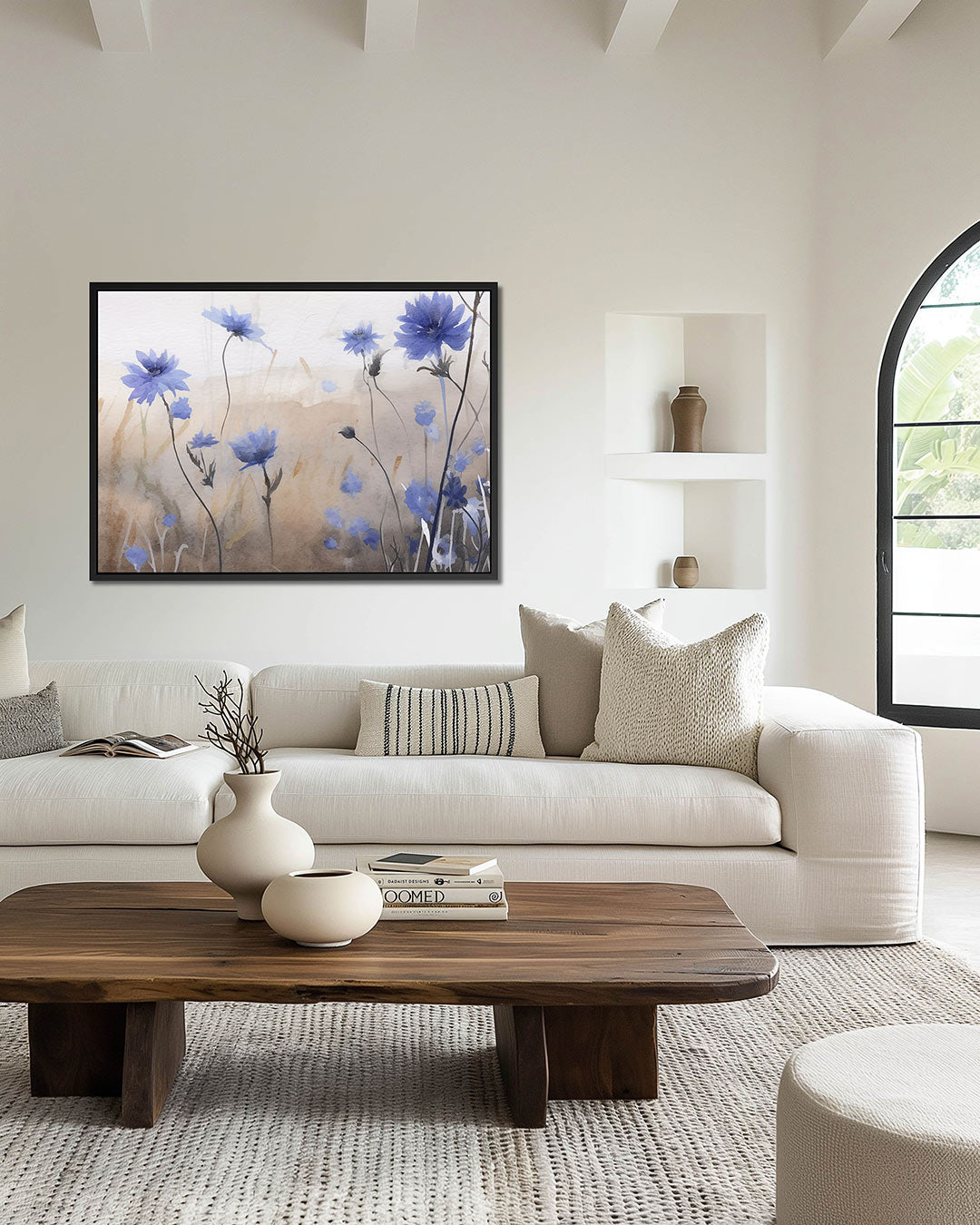 Bloemen in blauwtinten Kunstwerk