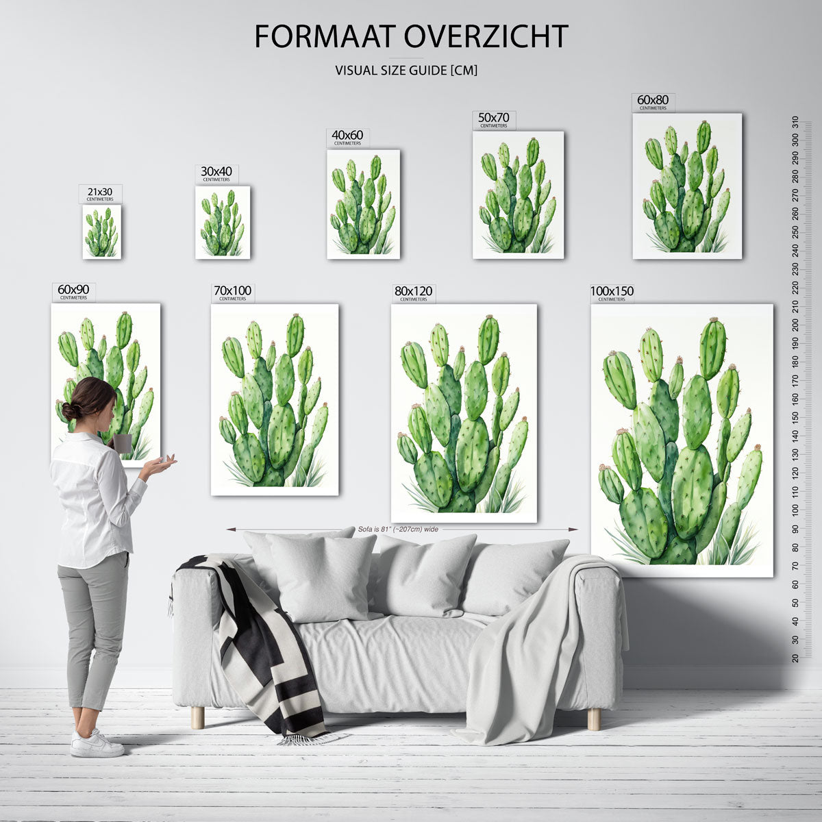 Groene cactus Poster
