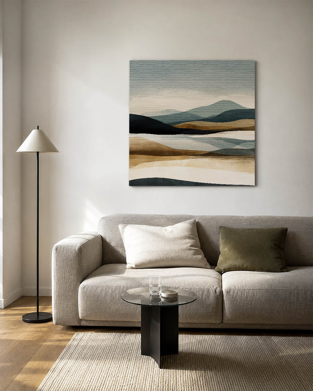 Gelaagde landschap compositie Kunstwerk