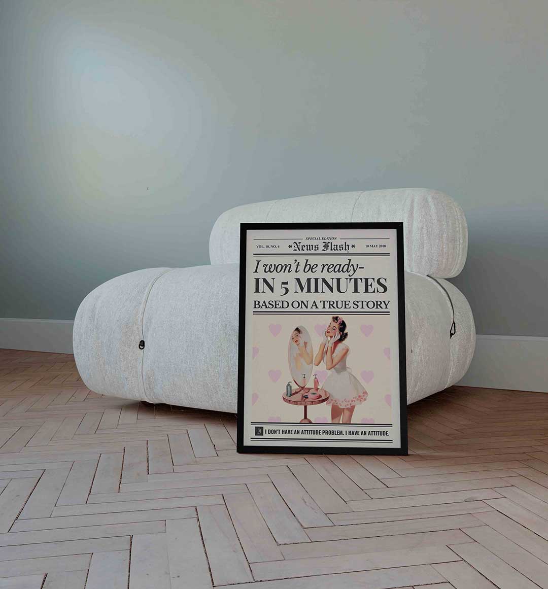Retro vrouw met spiegel Poster