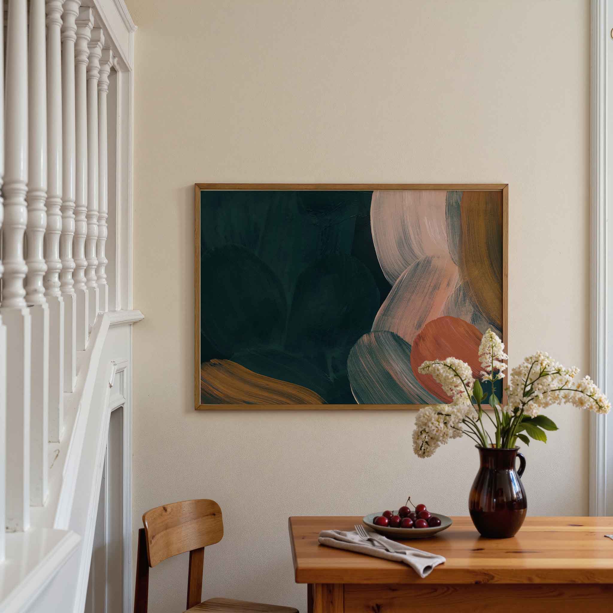 Abstracte penseelstreken Poster