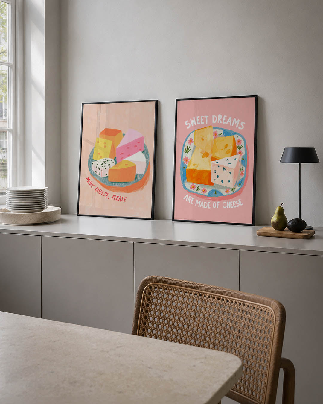 Kleurrijke kaasvlakken Posterset