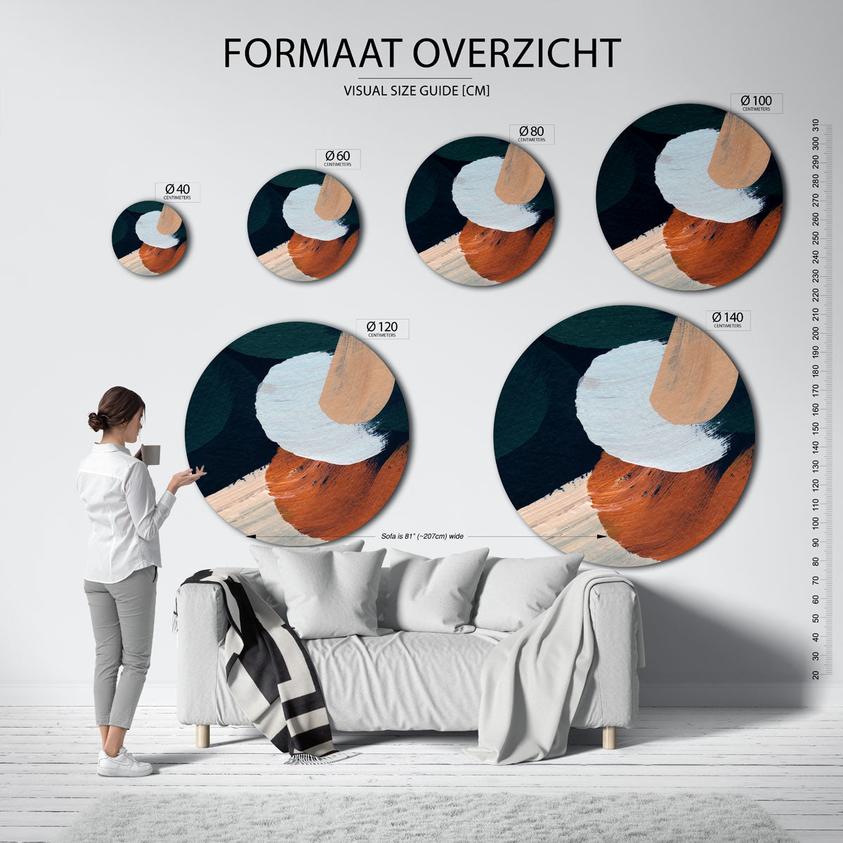 Abstracte penseelstreken Muurcirkel