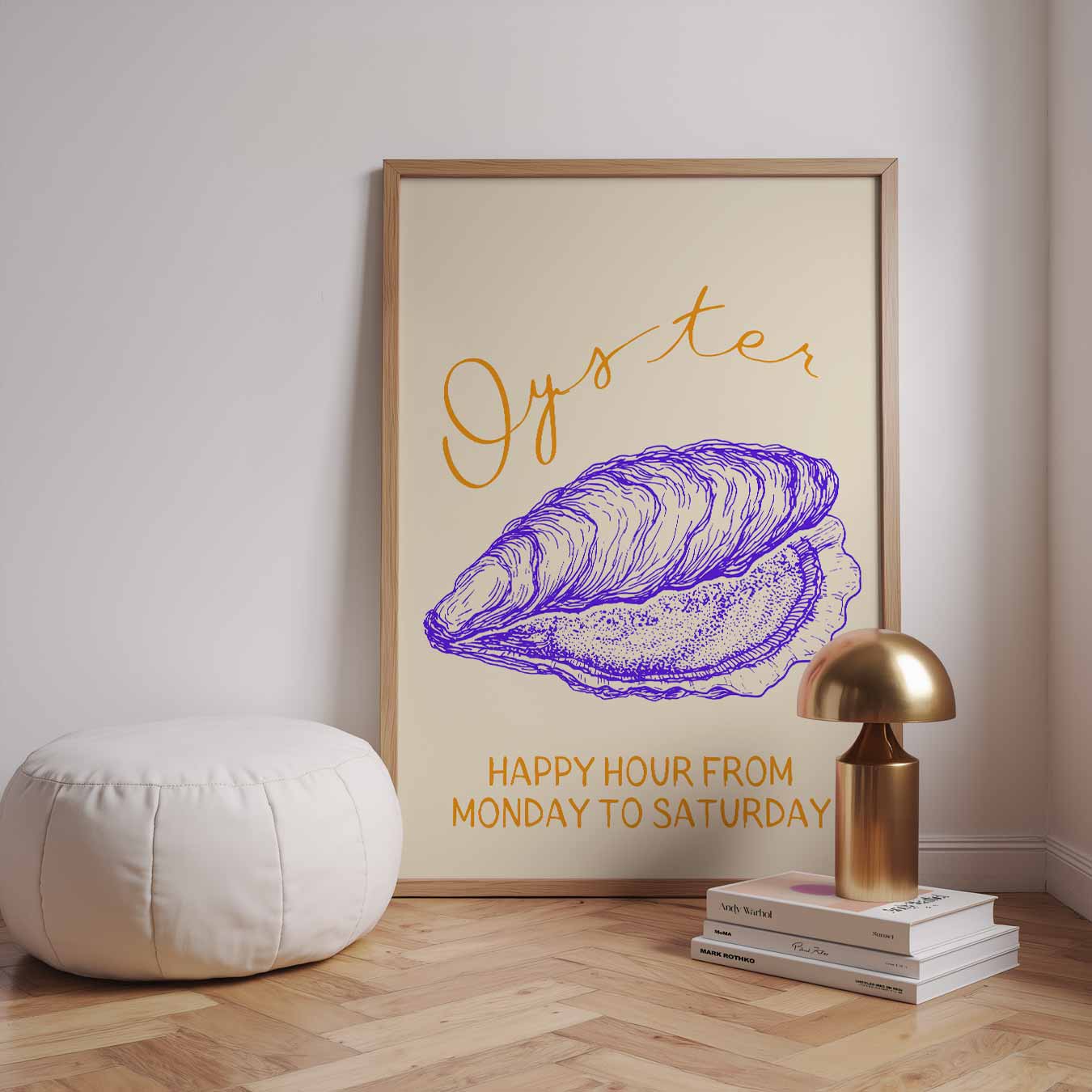 Stijlvolle Oester Illustratie Poster-WallArtistic