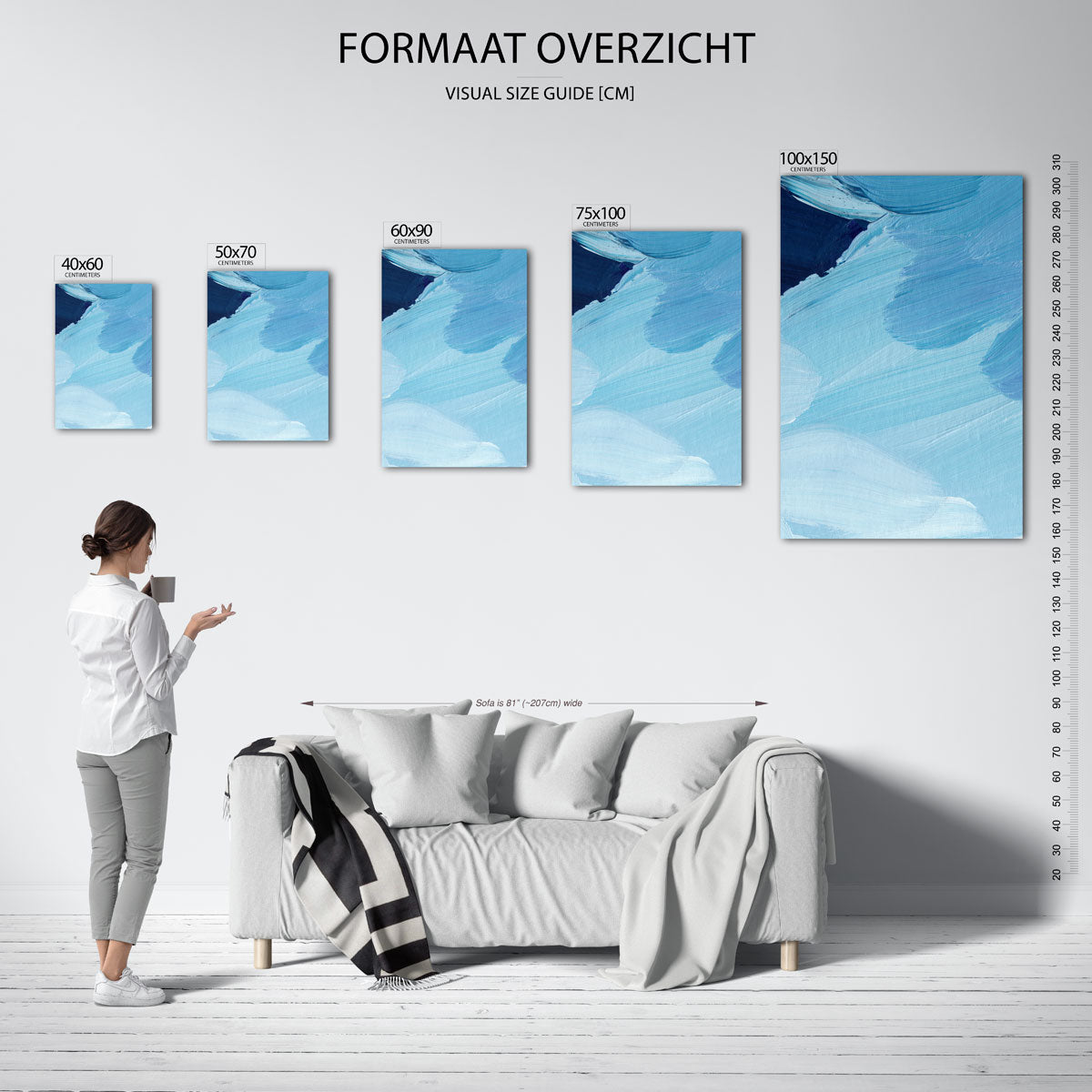 Vloeiende blauwe bewegingen Kunstwerk