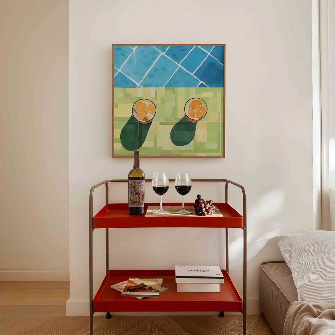 Twee glazen met sinaasappels Poster