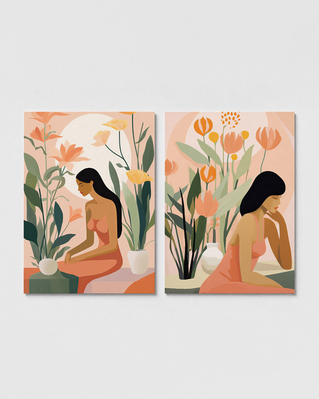 Vrouw en bloemen Posterset
