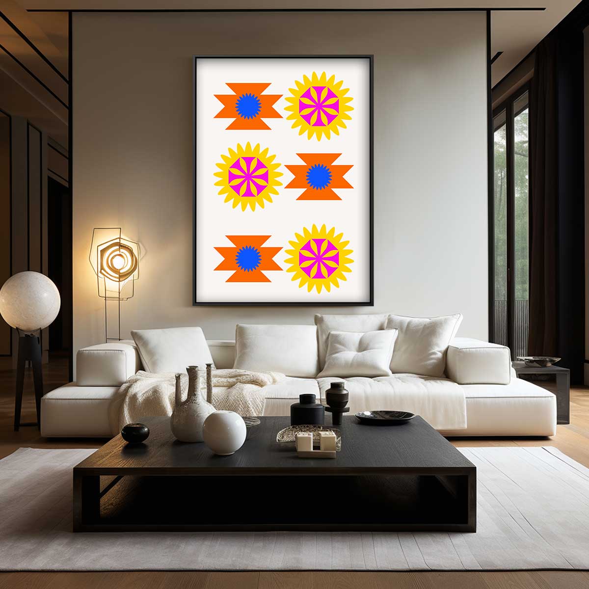 Vrolijke Zomerbloemen Print Kunstwerk-canvas-dibond-plexiglas-wanddecoratie-WallArtistic