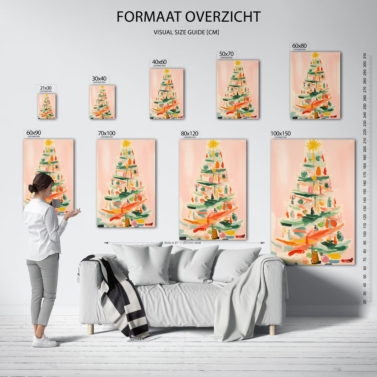 Kerstboom met decoraties Poster