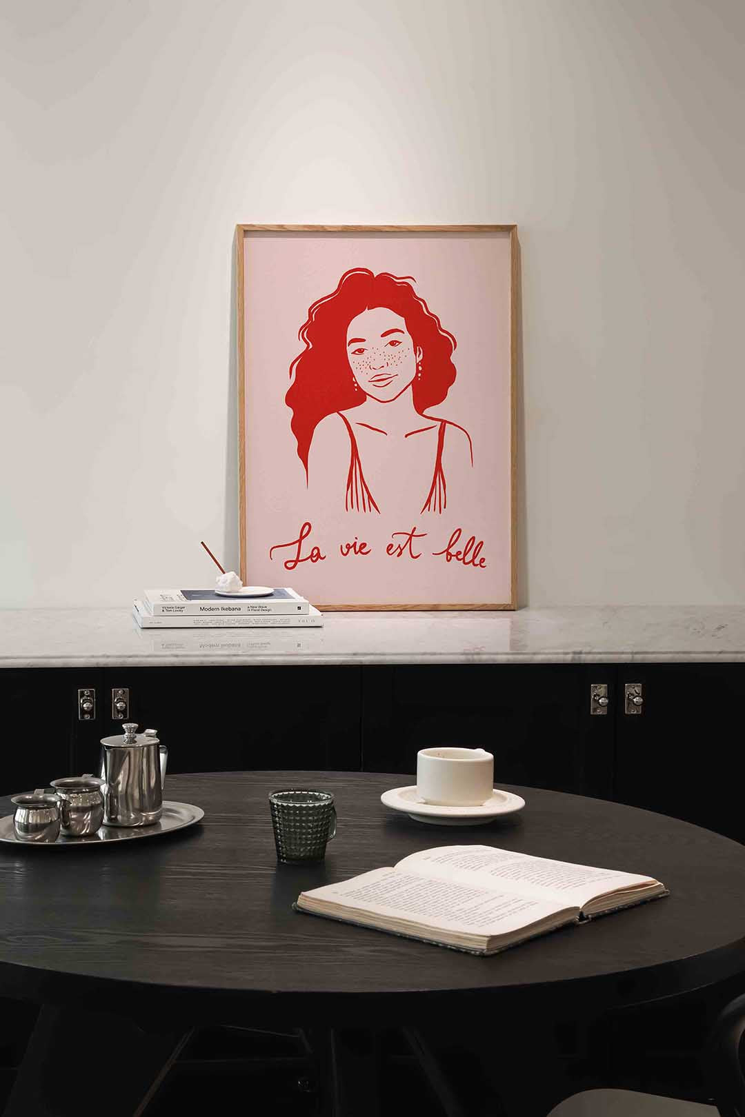 Vrouw met rode tekst Poster