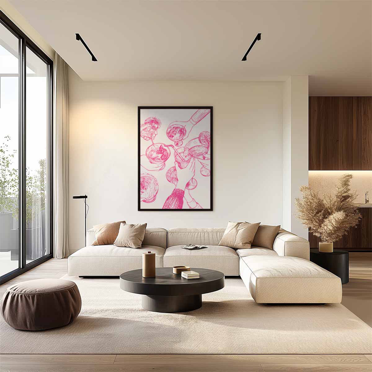 Gezellige Cheers Illustratie Kunstwerk-canvas-dibond-plexiglas-wanddecoratie-WallArtistic