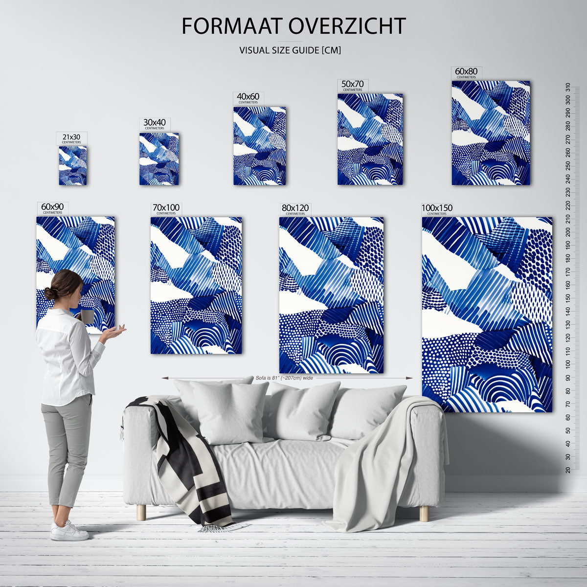 Abstracte blauwe patronen Poster
