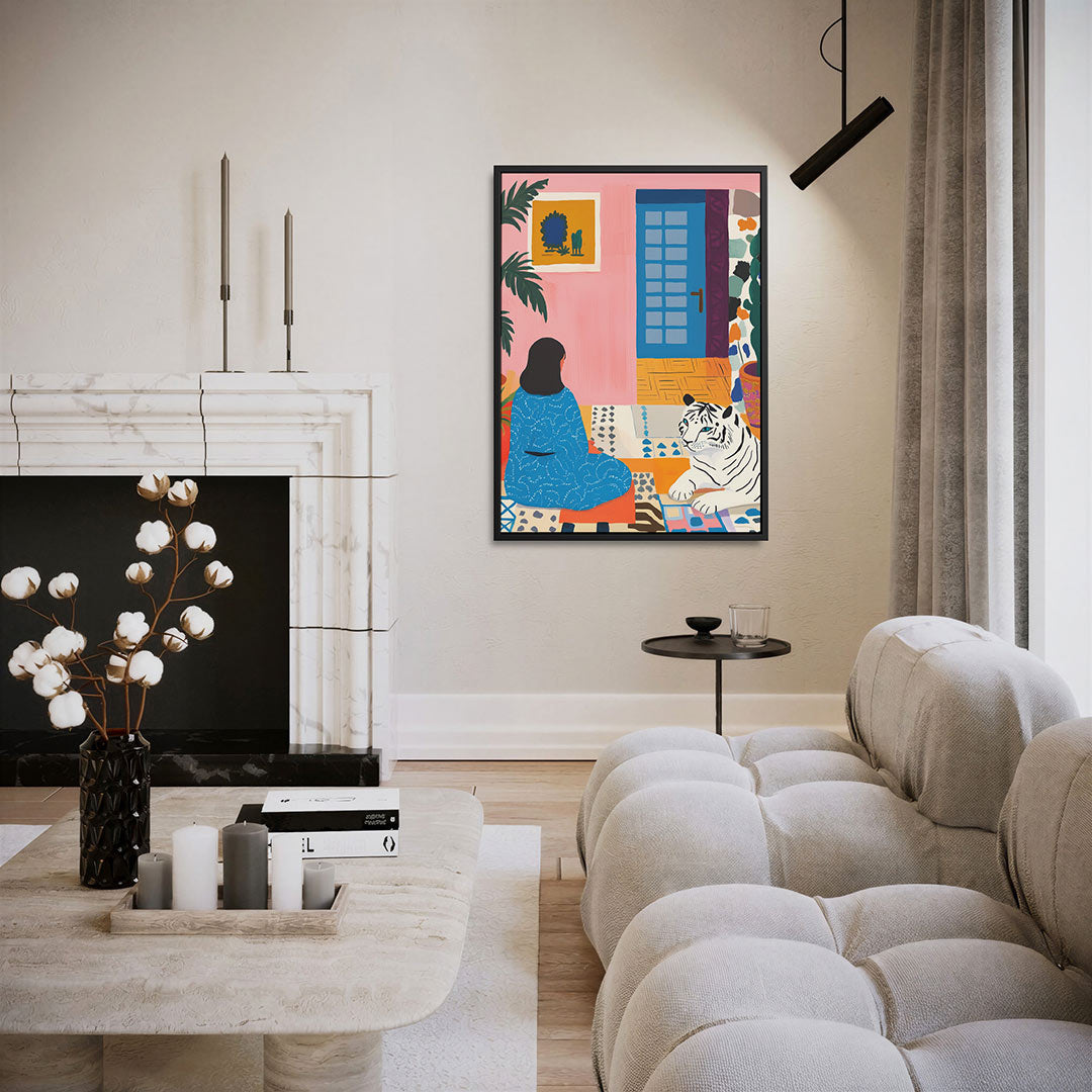 Interieur met tijger Kunstwerk