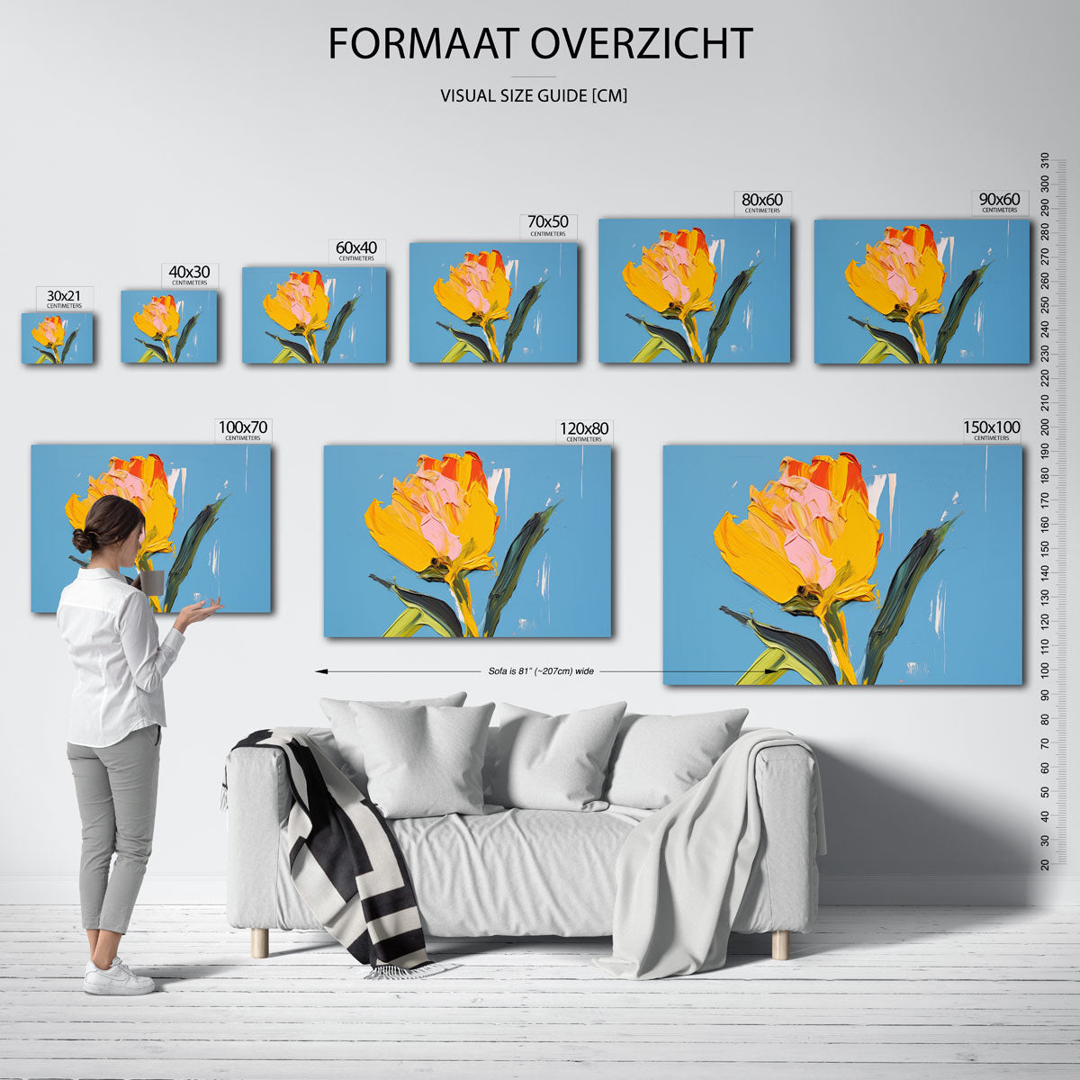 Tulp op blauwe achtergrond Poster