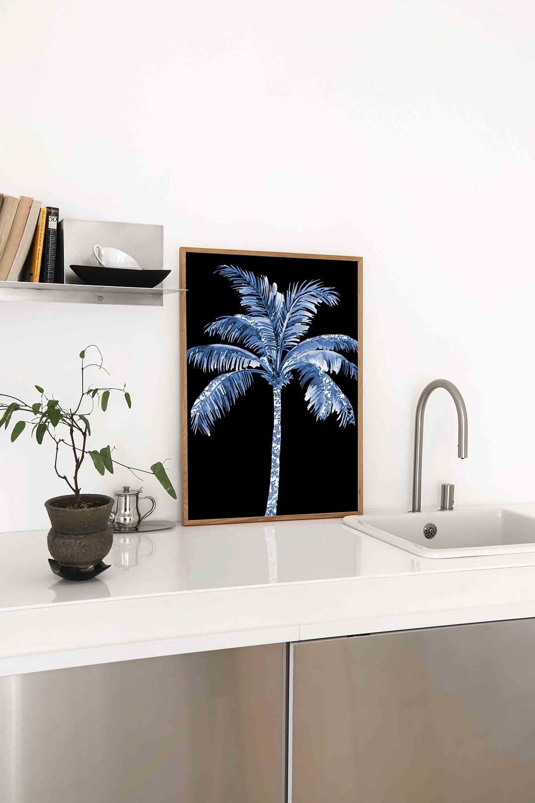 Blauwe palmboom Poster