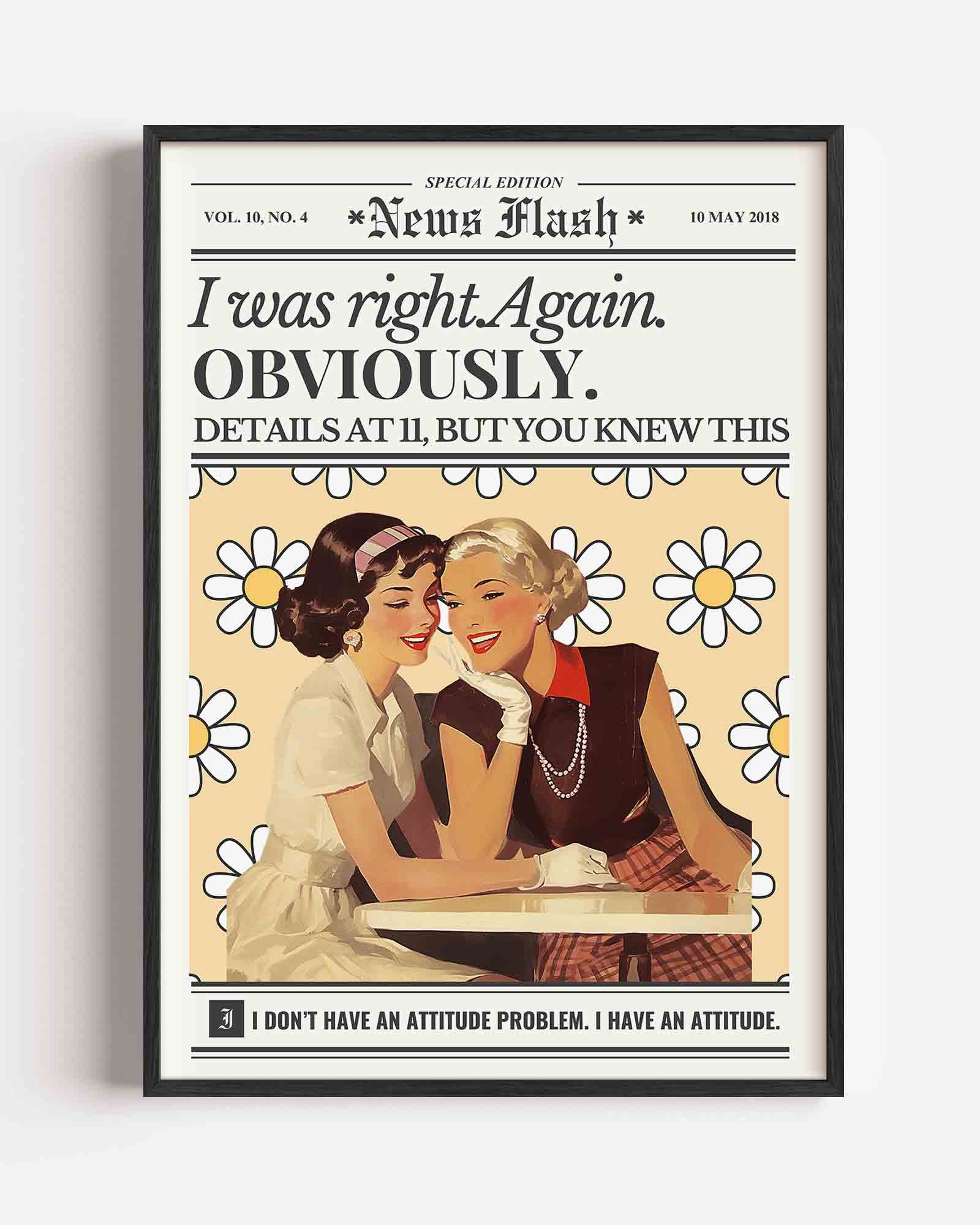 Vintage dames met bloemen Poster