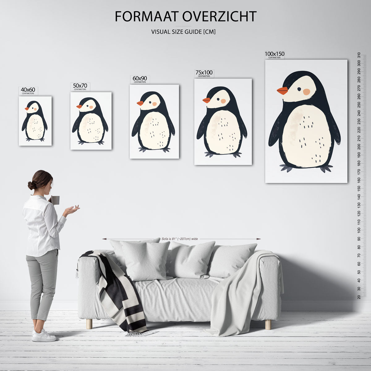Speelse pinguïn illustratie Kunstwerk