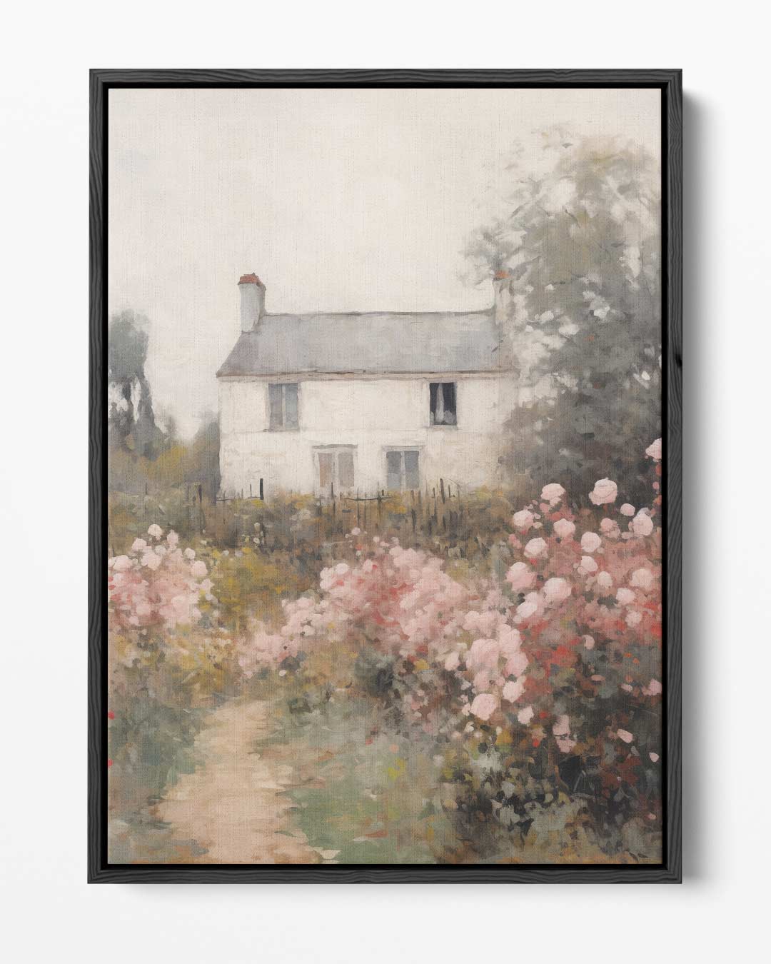 Rustiek Landhuis in Bloemrijk Landschap Kunstwerk-canvas-dibond-plexiglas-wanddecoratie-WallArtistic
