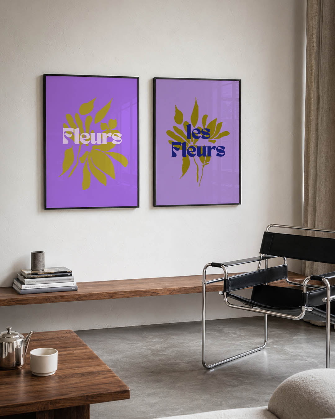 Bloemvormen en tekst Posterset