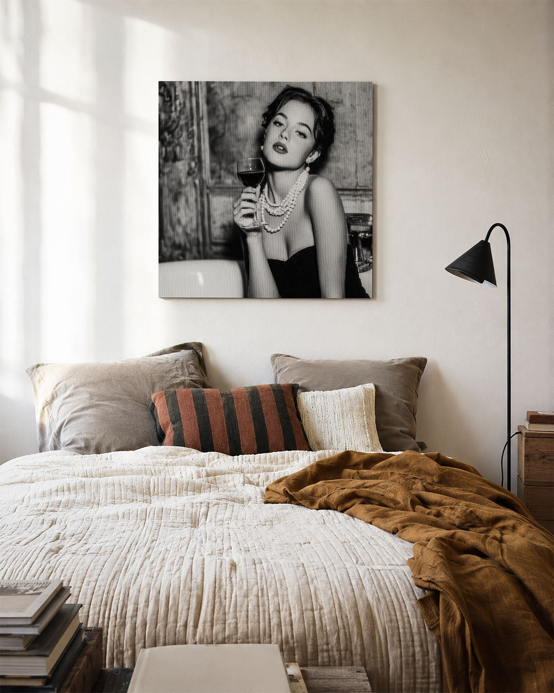 Elegante vrouw met wijn Kunstwerk