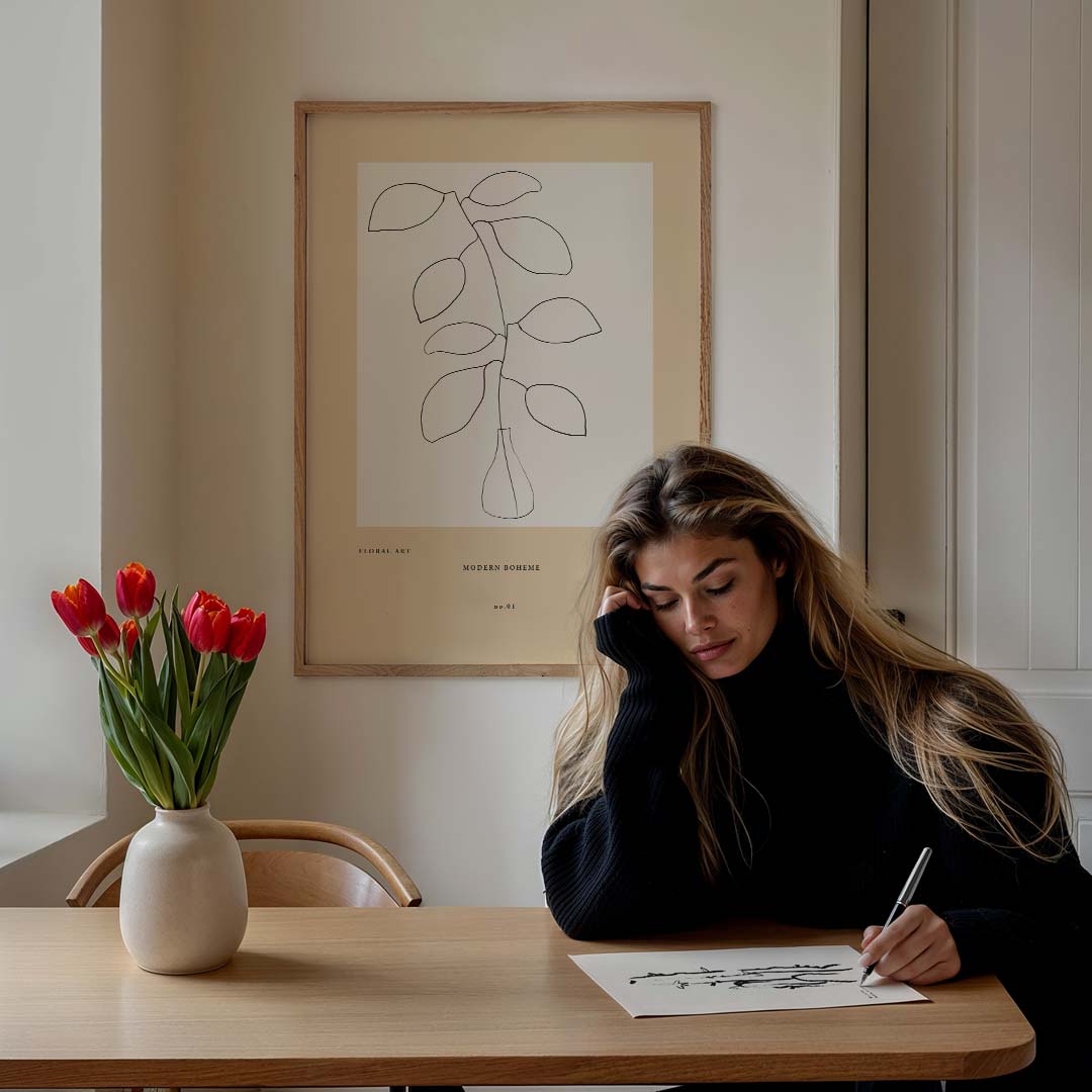 Moderne Boho Bloemenkunst Poster-WallArtistic