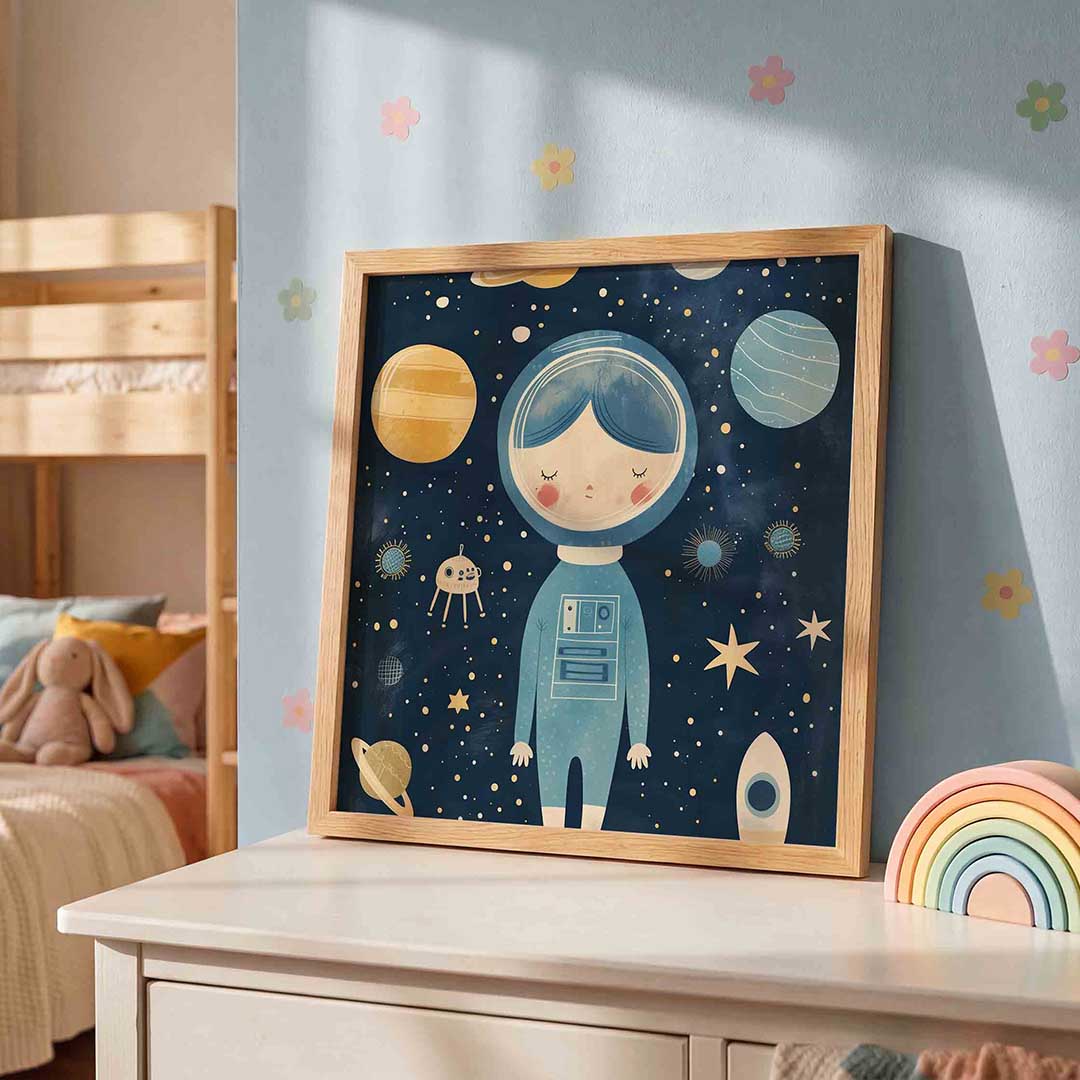 Astronaut en planeten Poster