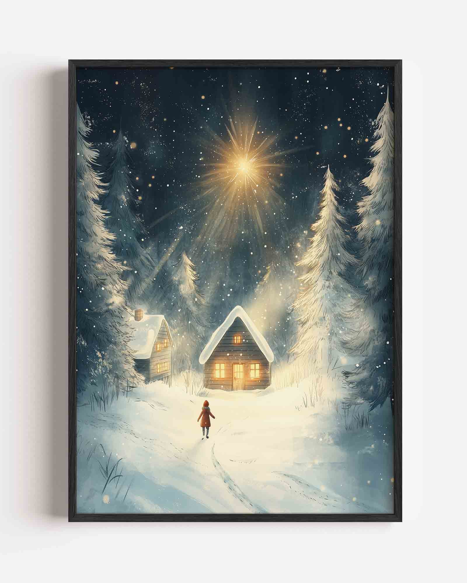Sneeuwlandschap met huisjes Poster