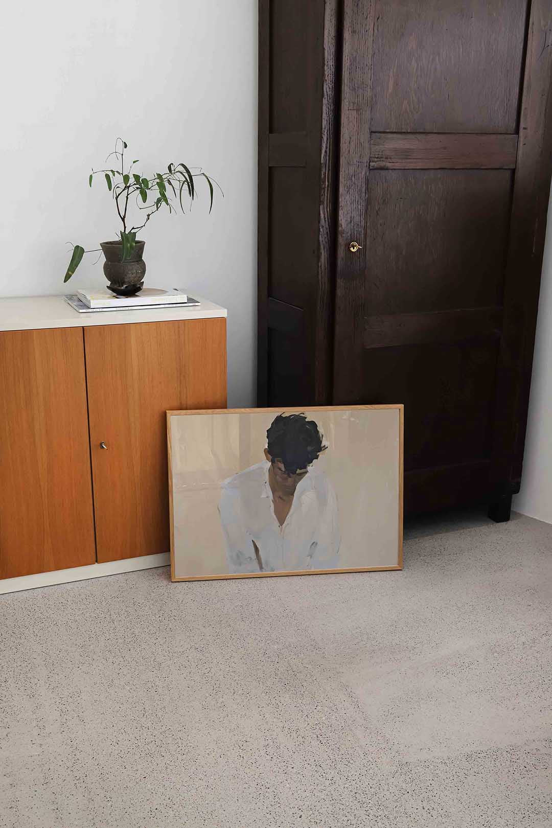Man met gebogen hoofd Poster