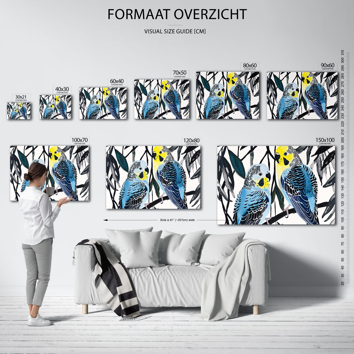 Parkieten op tak Poster