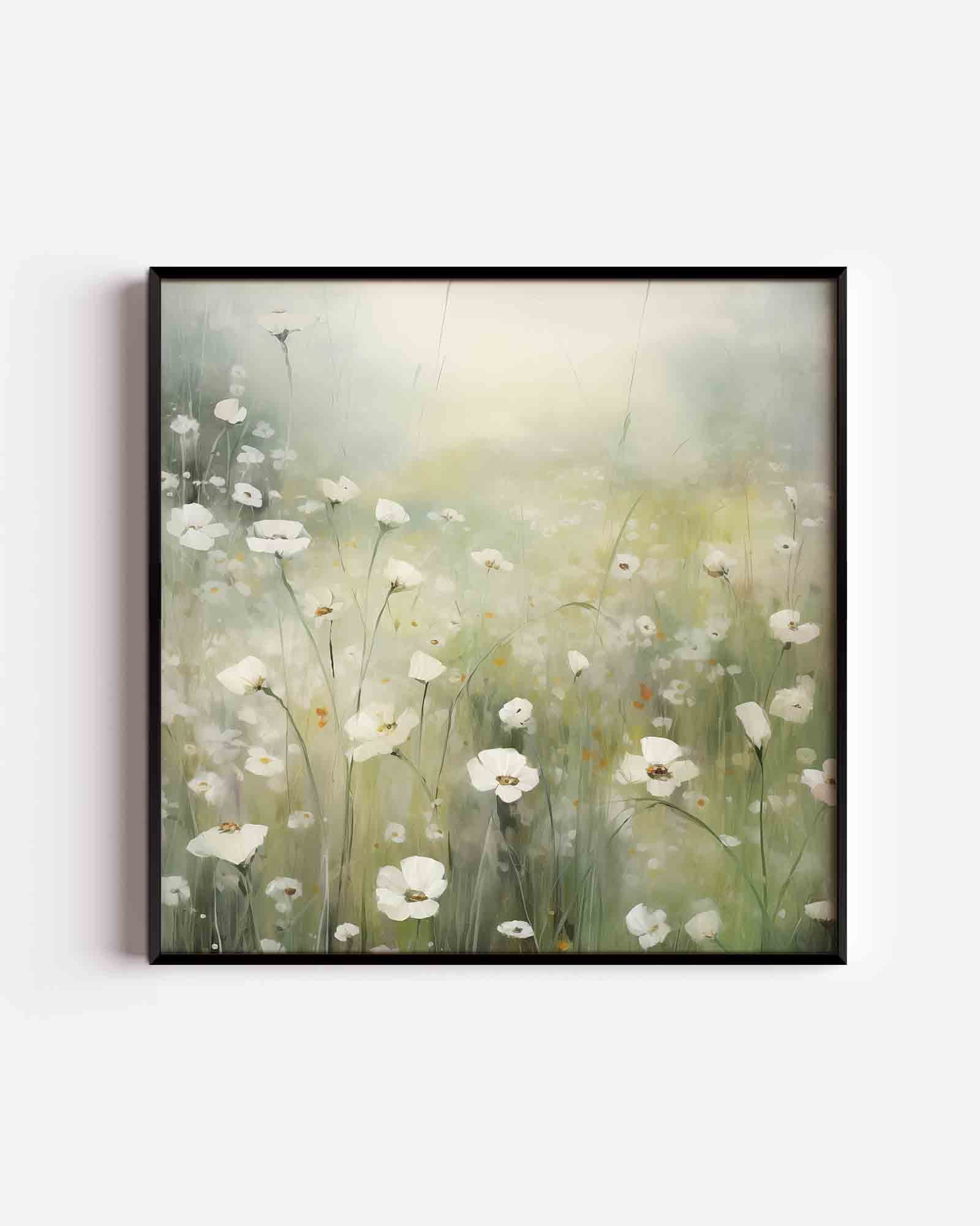 Witte bloemen Poster