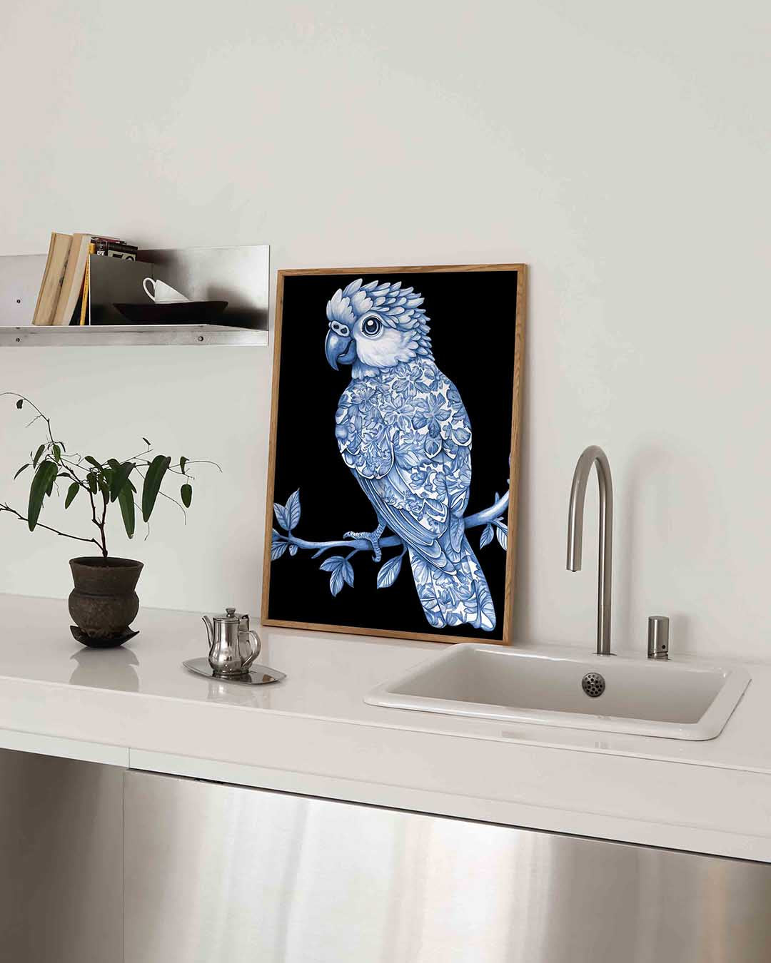 Papegaai met bloemen Poster