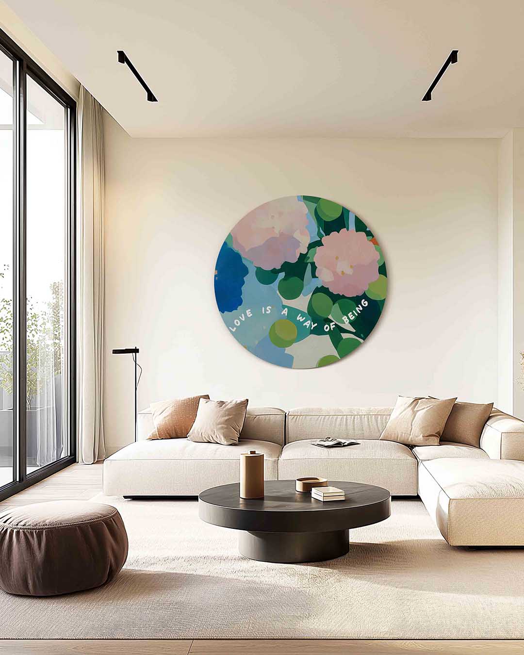 Bloemen en tekst Muurcirkel
