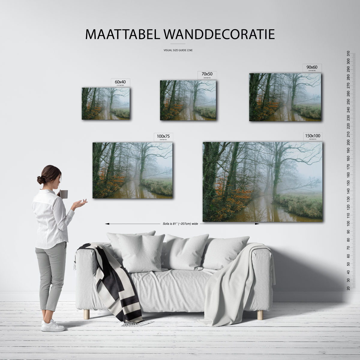 Mistig boslandschap Kunstwerk