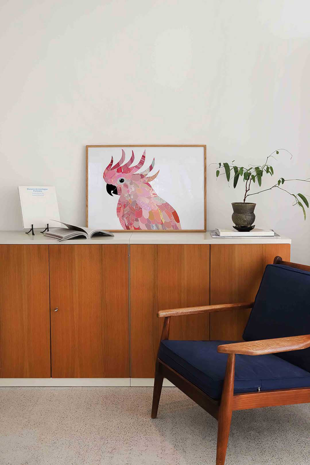 Papegaai in roze tinten Poster