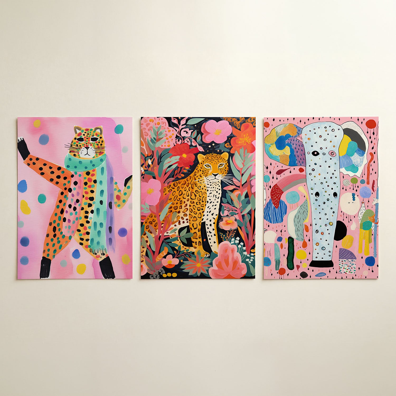 Vrolijke kleurenkat Posterset