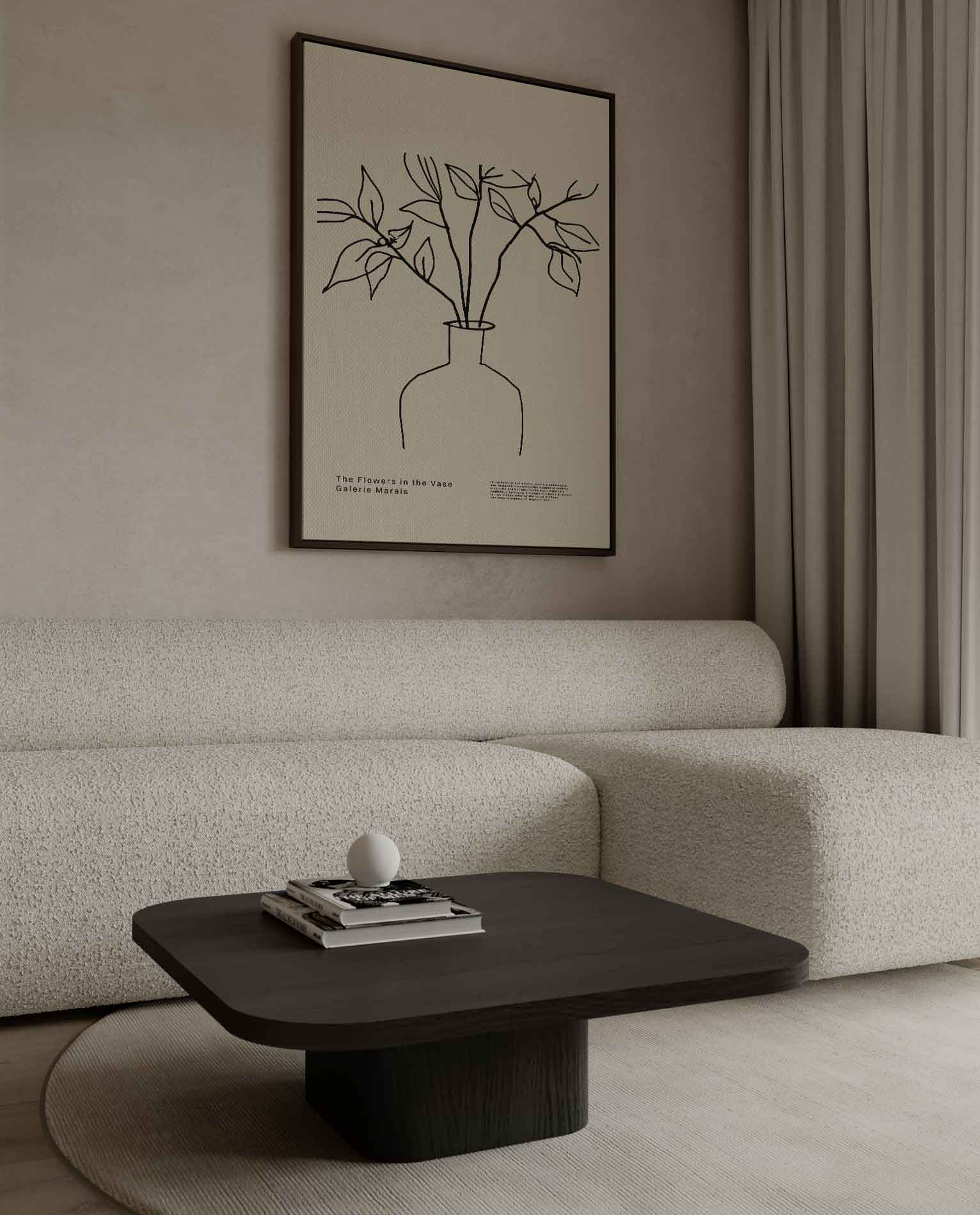 Elegante Lijnen Bloemenvaas Kunstwerk-canvas-dibond-plexiglas-wanddecoratie-WallArtistic