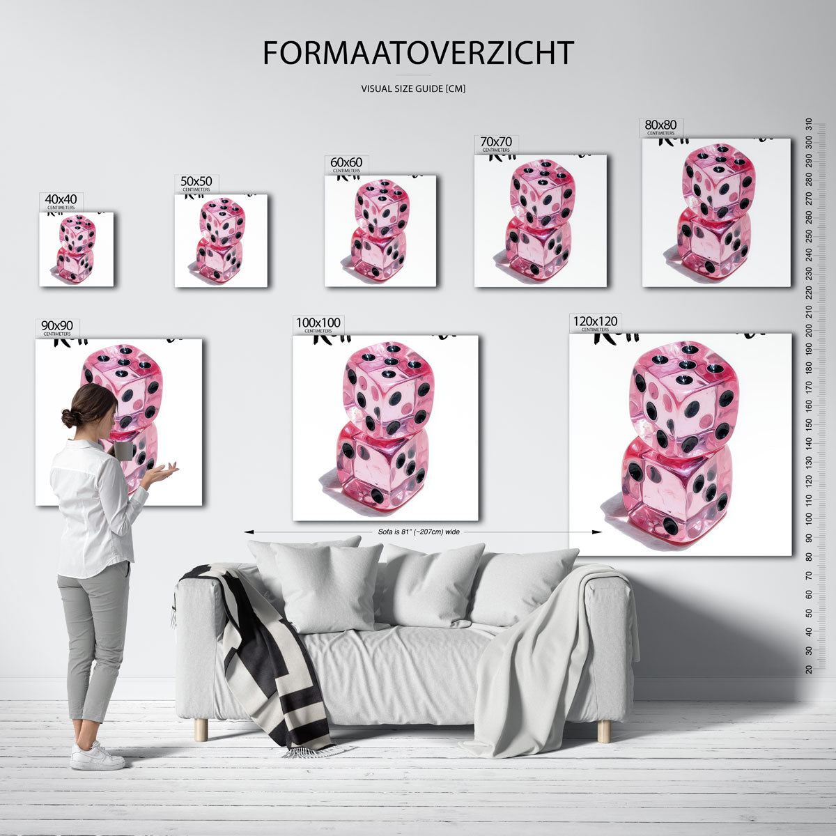 Roze dobbelstenen Poster