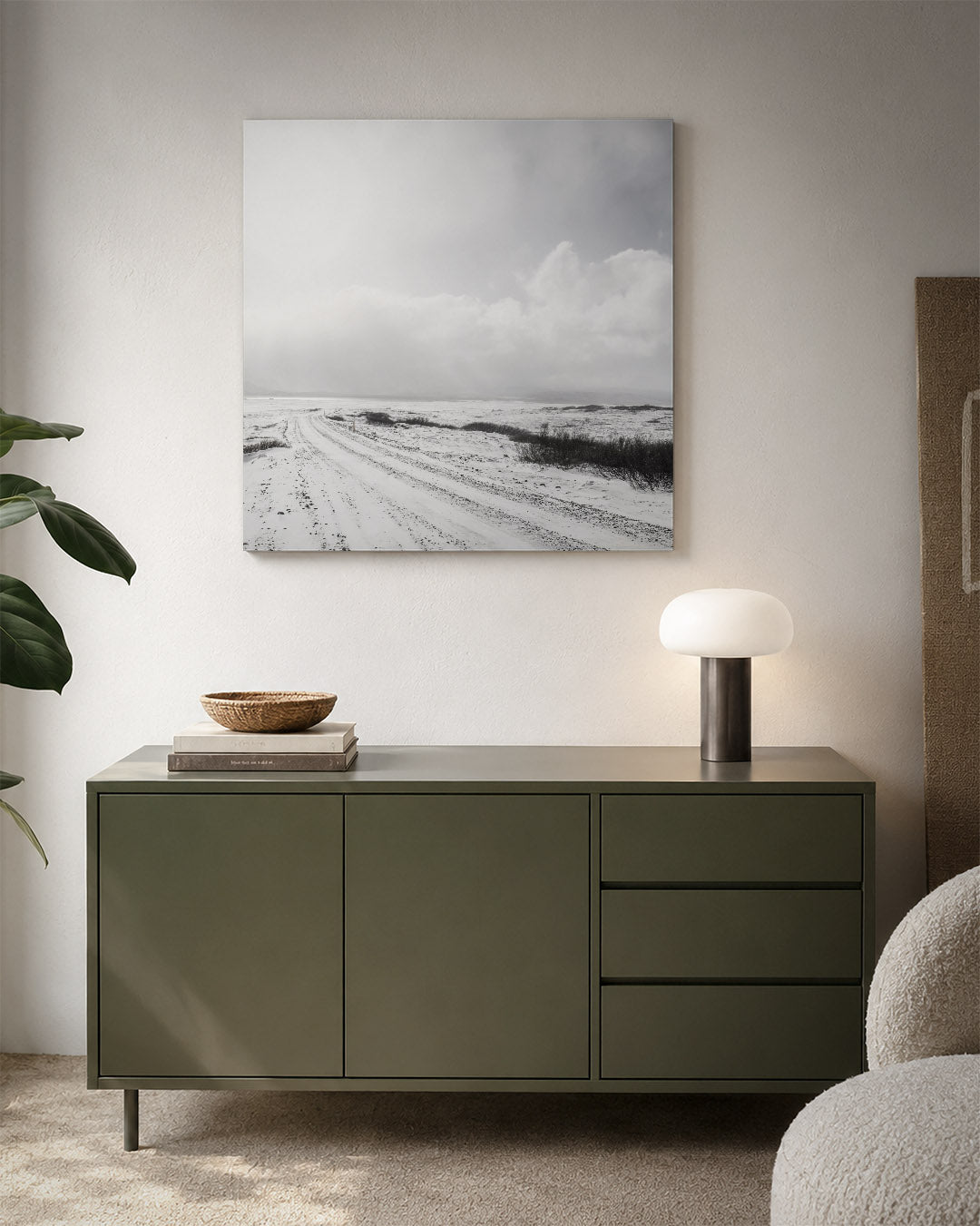 Weg in winterlandschap Kunstwerk