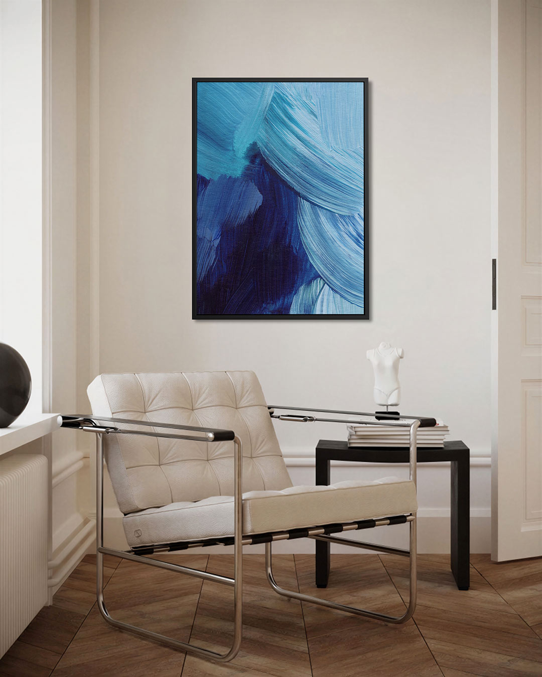Dynamische blauwe beweging Kunstwerk