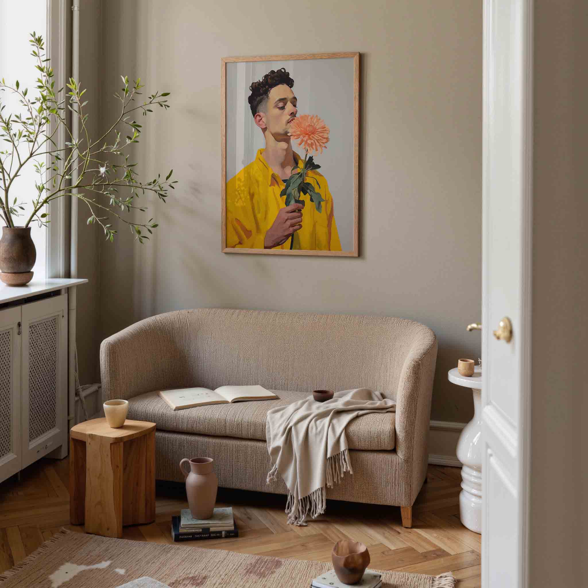 Man met bloem Poster