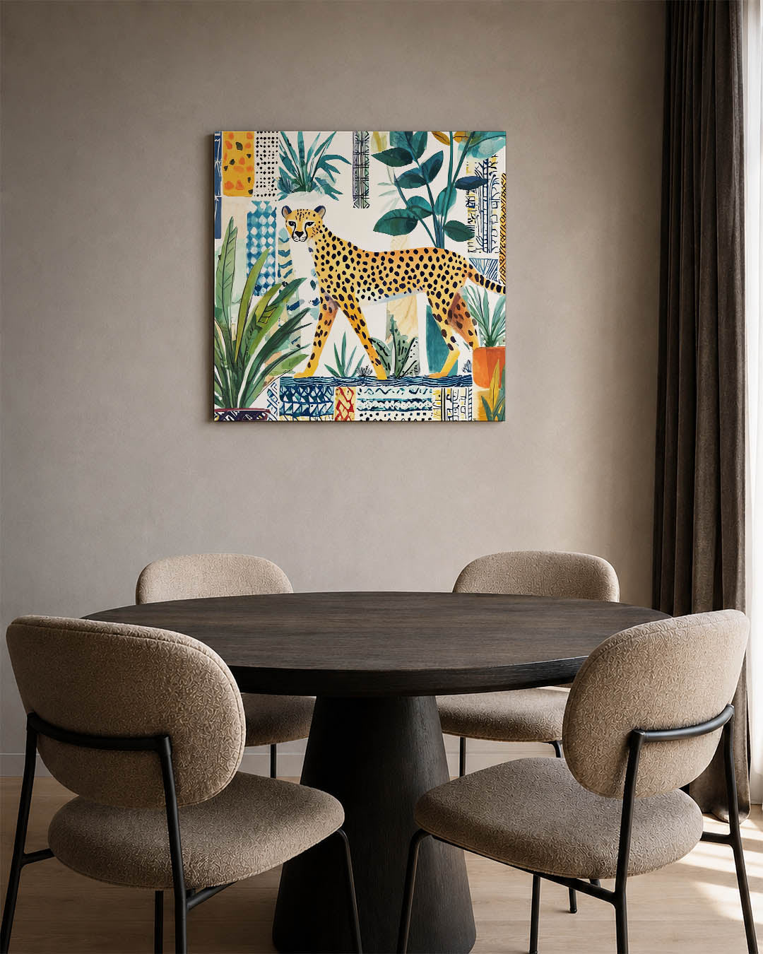 Luipaard en bladeren Kunstwerk