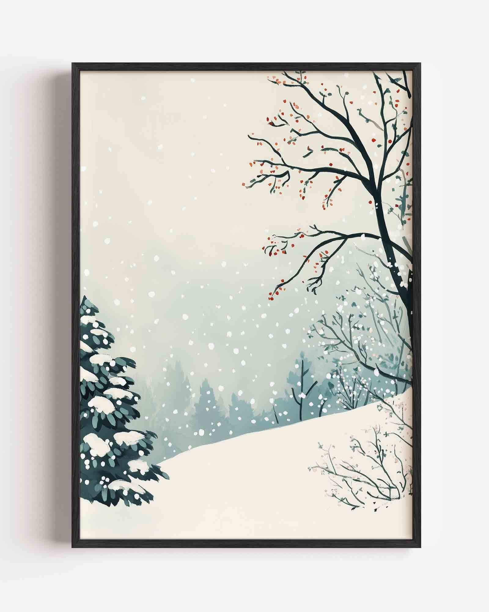 Winterlandschap met sneeuw Poster