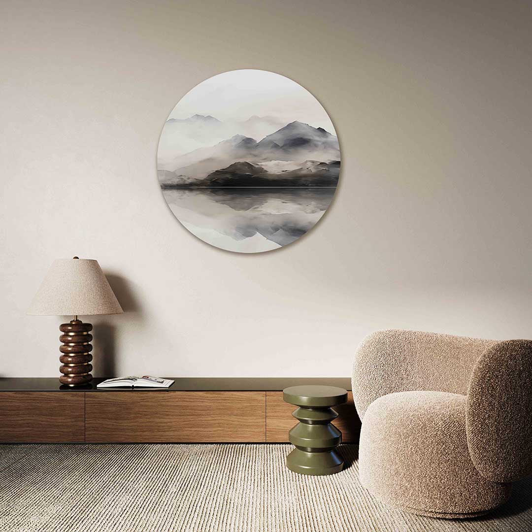 Berglandschap reflectie Muurcirkel